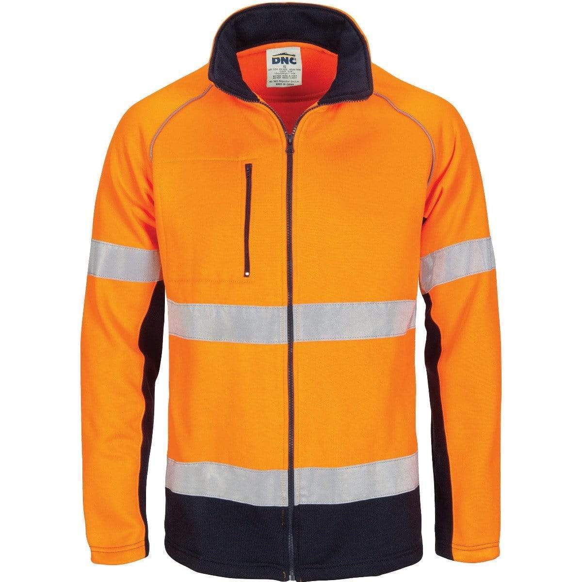 Dnc Workwear Hi-vis 2 Tone Full Zip Fleecy Sweatshirt Csr R/tape - 3726 Work Wear DNC Workwear Orange/Navy XS 